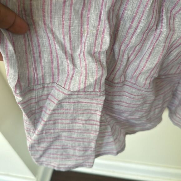 Anthropologie  Elevenses Linen Nantucket Ruffle Square Neck Wide Leg Jumpsuit 4 - Picture 8 of 10